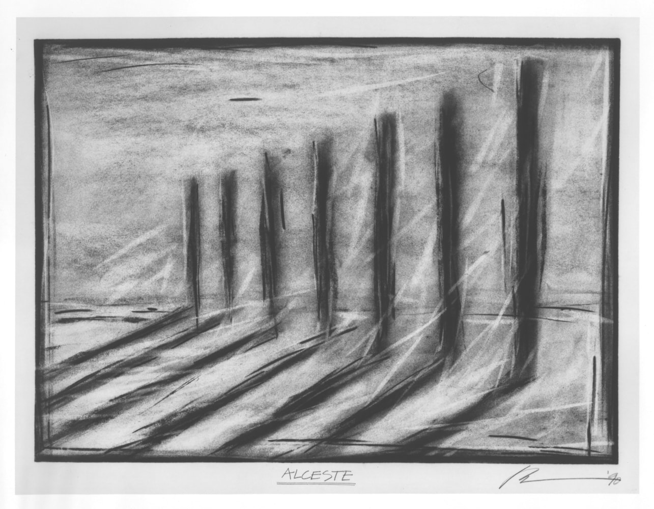 Robert Wilson Alceste, Act I, 1990 charcoal on BFK Rives paper 19 3/4 x 25 5/8 in. (50.2 x 65.1 cm)