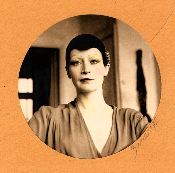 Arnie Zane "Untitled (Marja)" 1971/72 Gelatin silver print, construction paper, masking tape 3 5/8 in. diameter