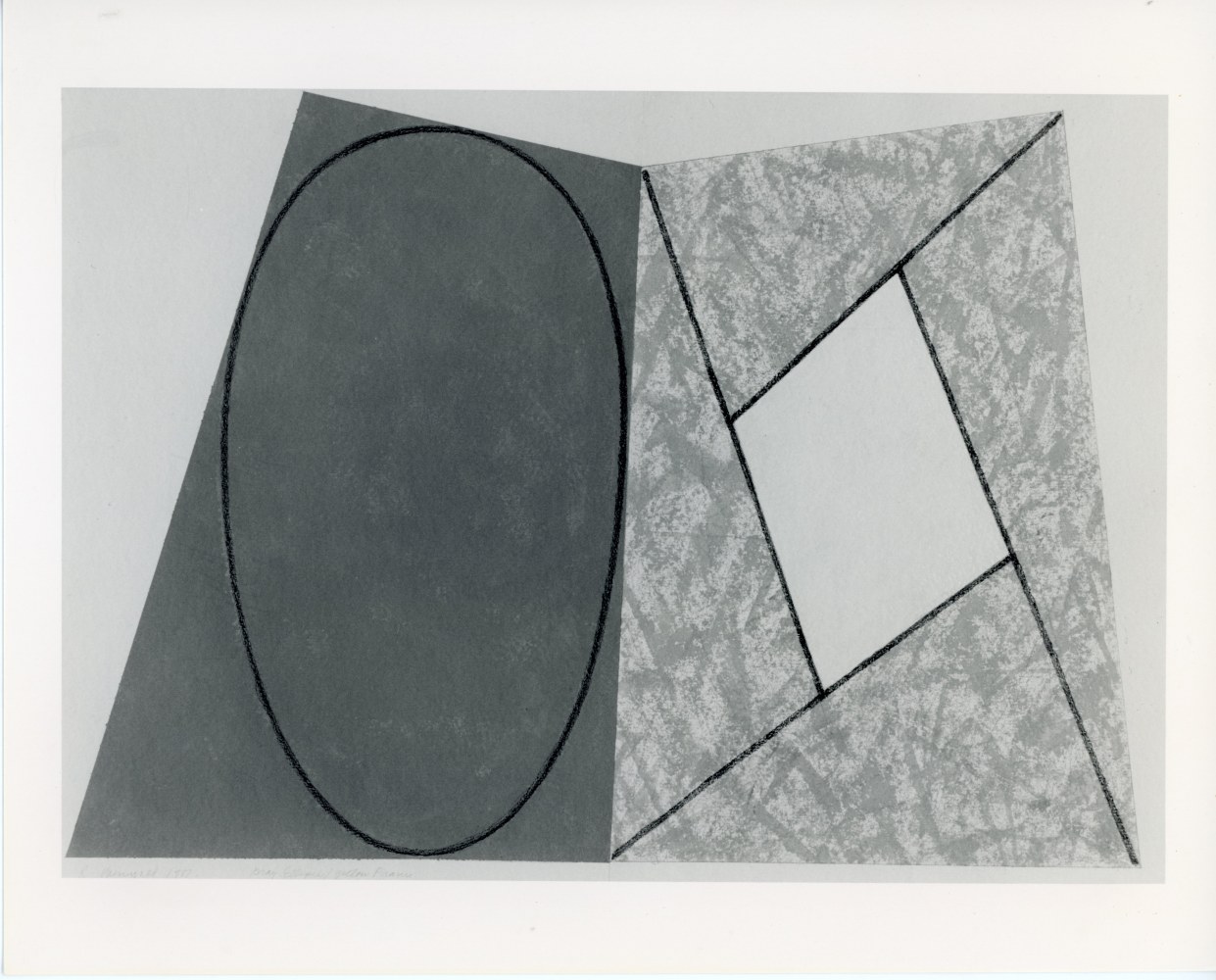 Robert Mangold &quot;Gray Ellipse/Yellow Frame&quot; 1987 Acrylic and pencil on canvas 90&quot; x 144&quot;