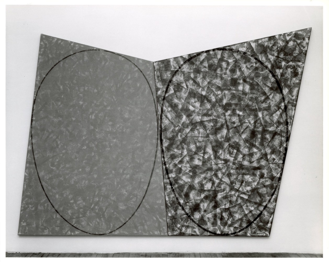 Robert Mangold &quot;Red Ellipse/Green Ellipse&quot; 1987 Acrylic and pencil on canvas 85 1/2&quot; x 126&quot;