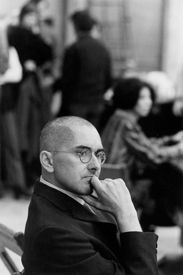 Peter Moore "George Maciunas, New Year's Eve, 80 Wooster Street, NY" December 31, 1969 Gelatin silver print 9 1/2 x 6 3/8 in.