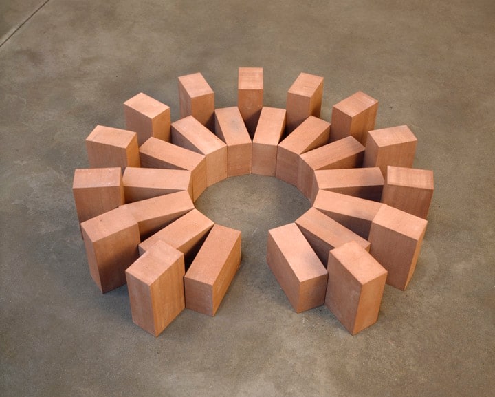 Carl Andre "Rosehenge" 1998 27 blocksc of red scottish sandstone Overall 8 3/8 x 42 x 42"
