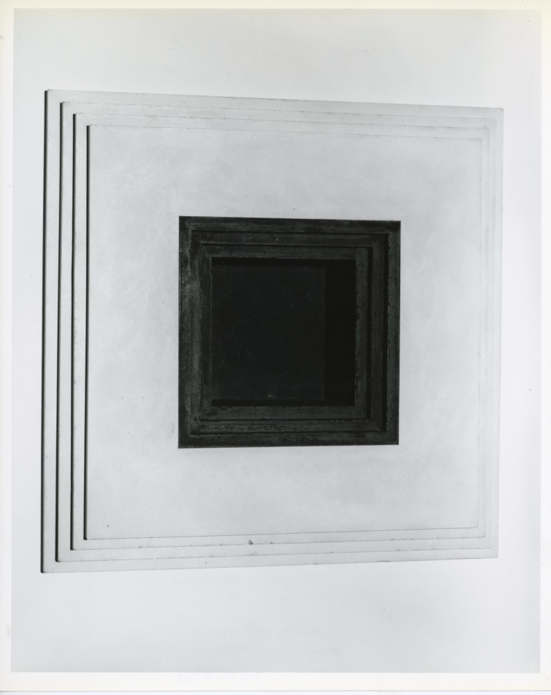 Jackie Winsor &quot;Inset Wall Piece with Stepped Black Interior&quot; 1988-89 Cenebt and pigment 19&quot; x 19&quot; x 6 1/4&quot;