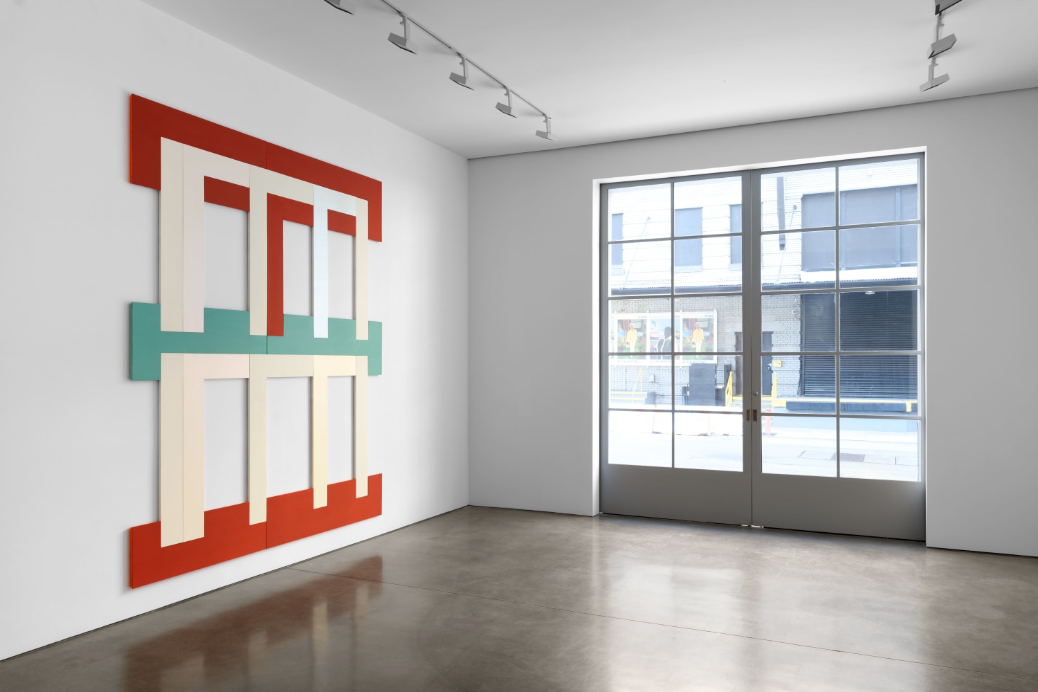 Installation view of Asturias 4 (2022) in David Novros: Wall Paintings, Paula Cooper Gallery, New York, October 28 - December 2, 2023.