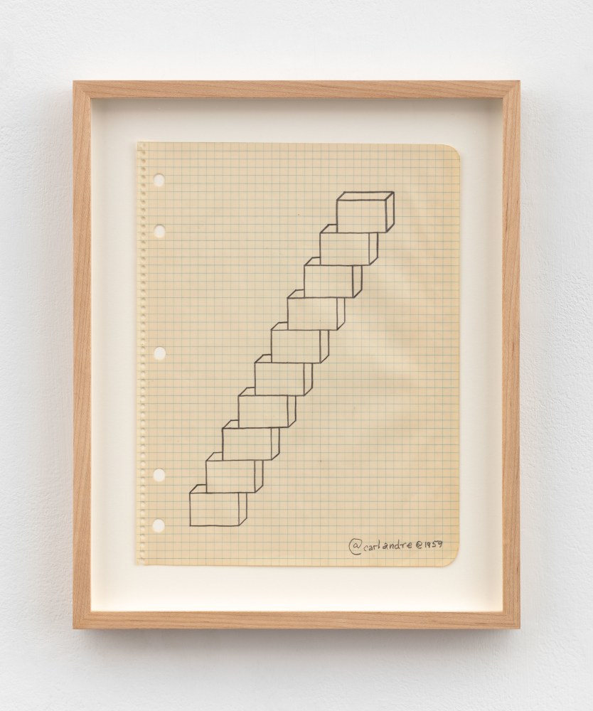 Carl Andre Untitled, 1959 graphite on graph paper 8 1/2 x 11 in. (21.6 x 27.9 cm) frame: 13 3/8 x 10 7/8 x 1 3/8 in. (34 x 27.6 x 3.5 cm)
