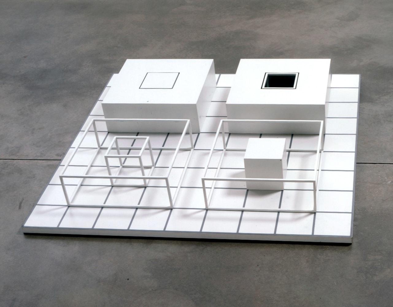 Sol LeWitt Serial Project ABCD 5, 1968 steel, lacquer, tape 8 x 57 1/4 x 57 1/4 in. (20.3 x 145.4 x 145.4 cm)