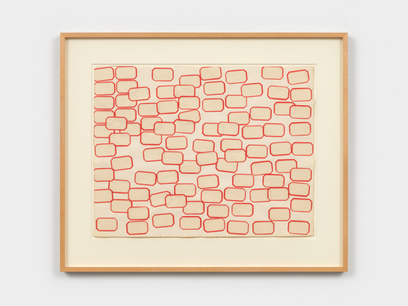 Yayoi Kusama, An Accumulation of Spaces (No. D.C), 1963, collage on paper, 19 3/4 x 25 1/2 in. (50.2 x 64.8 cm). © Yayoi Kusama. Courtesy Paula Cooper Gallery, New York. Photo: Steven Probert