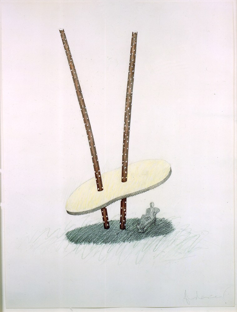 Claes Oldenburg &quot;Canope Gazebo&quot; 1996 Pencil and colored pencil on paper 40&quot; x 30&quot;