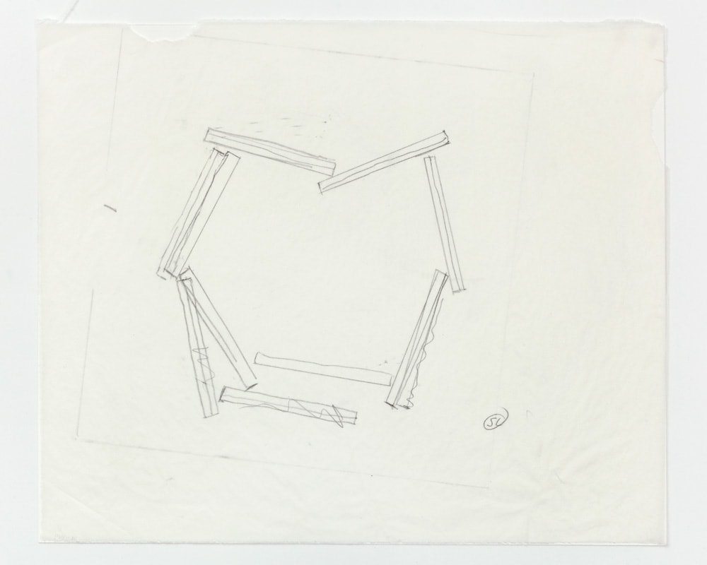 Sol LeWitt "Working Drawing for Cinderblock Structure, Paula Cooper Gallery" 2000 Ink and pencil on paper 11 5/8" x 14 1/8"