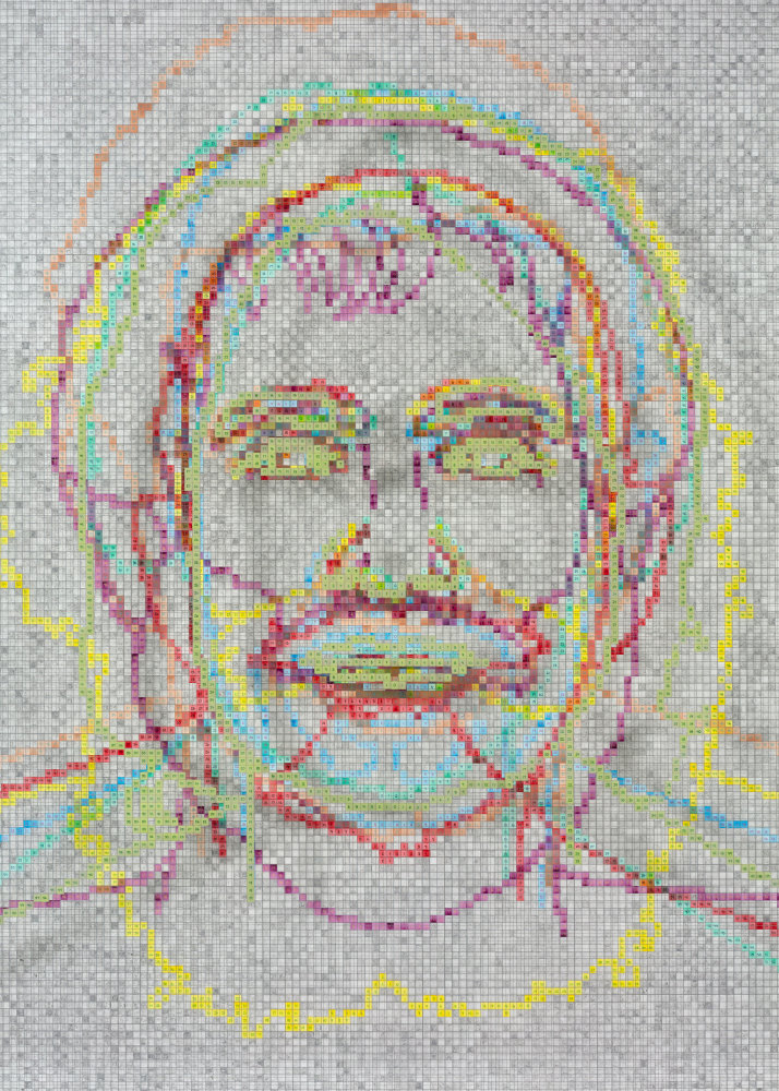 Faces 1: Identity Politics, #7, Dolores Huerta, (detail), 2018 acrylic sheet, acrylic paint, lacquer, wood 74 x 59 1/8 x 5 3/4 in. (188 x 150.2 x 14.6 cm)