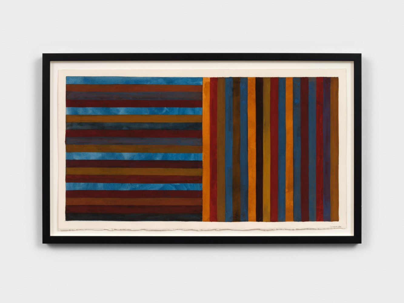 Sol LeWitt Horizontal and Vertical Bands of Color, 1990 gouache and pencil on paper 16 1/2 x 29 5/8 in. (41.9 x 75.2 cm) frame: 19 3/4 x 34 1/2 in. (50.2 x 87.6 cm)