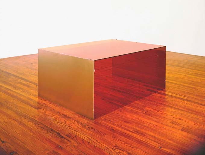 Donald Judd &quot;Untitled&quot; 1970 Grey amber plexiglass and stainless steel 20 x 48 x 34&quot;