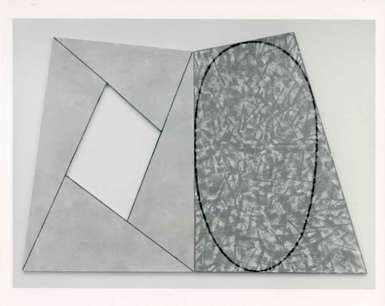 Robert Mangold &quot;Yellow Frame/Red Ellipse&quot; 1987 Acrylic and pencil on canvas 92 1/2 x 132 3/4&quot;