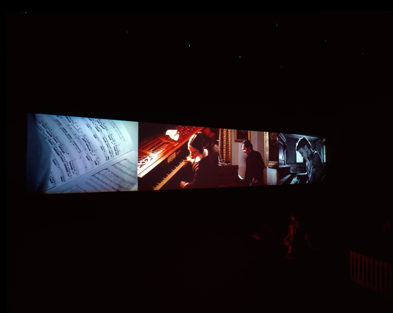 Installation view, Video Quartet, Paula Cooper Gallery, 521 W 21st Street, New York. December 12, 2002 - January 31, 2003. © Christian Marclay. Courtesy Paula Cooper Gallery, New York.