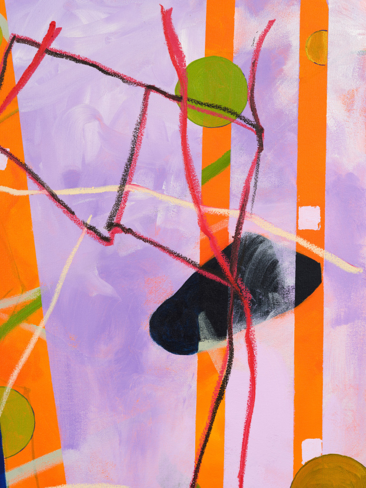 Cynthia Hawkins Chapter 3: Maps Necessary for a Walk in 4D (detail), 2024 acrylic on canvas with oil bar 70 x 60 in. (177.8 x 152.4 cm)