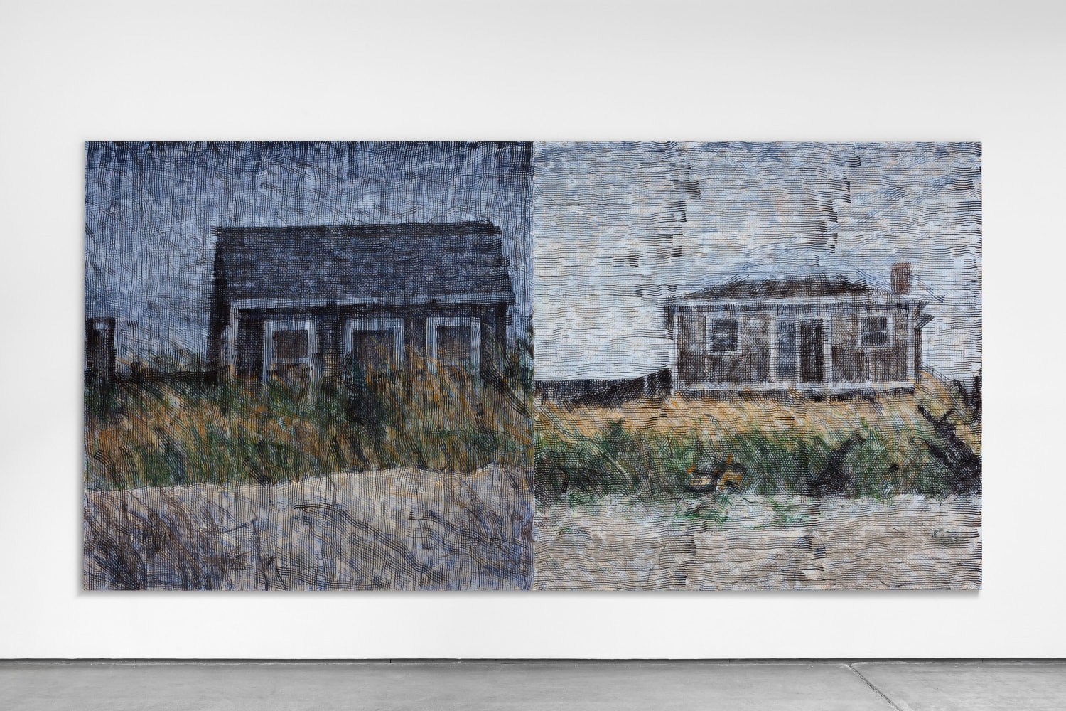 Jennifer Bartlett Amagansett Diptych #3, 2007-2008 oil on canvas 2 panels each: 84 x 84 in. (213.4 x 213.4 cm) overall: 84 x 168 in. (213.4 x 426.7 cm)