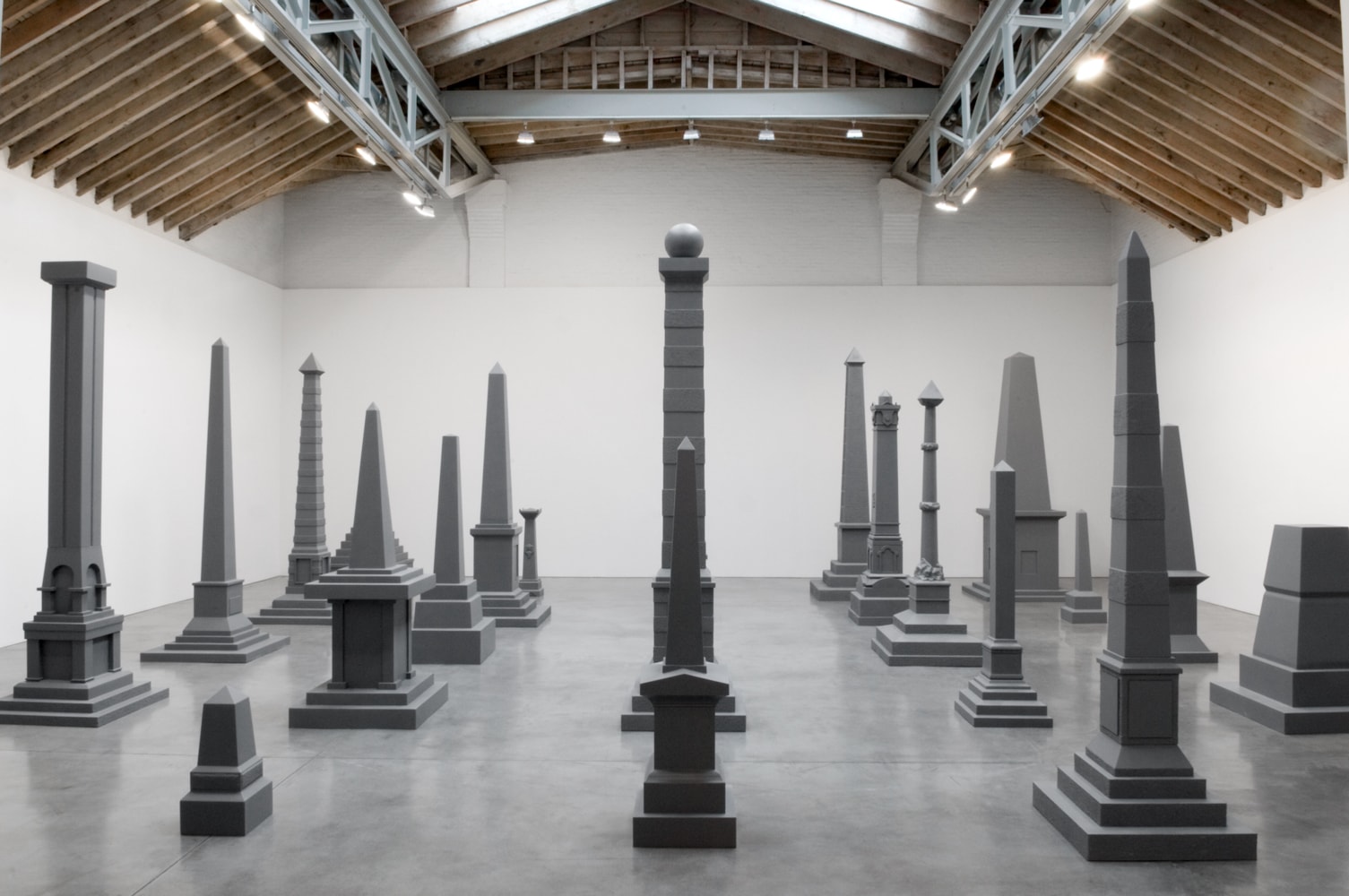 Sam Durant Proposal for White and Indian Dead Monument Transpositions, Washington D.C., 2005, 30 monuments and one architectural model: MDF, fiberglass, foam, enamel, acrylic, basswood, balsa wood, birch veneer, copper  Dimensions variable