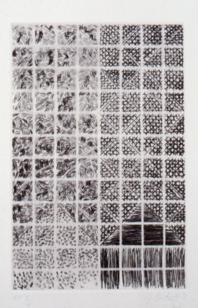 Jennifer Bartlett &quot;Day and Night (27 Howard Street)&quot; 1978 drypoint and ethching on paper 15&quot; x 11&quot;