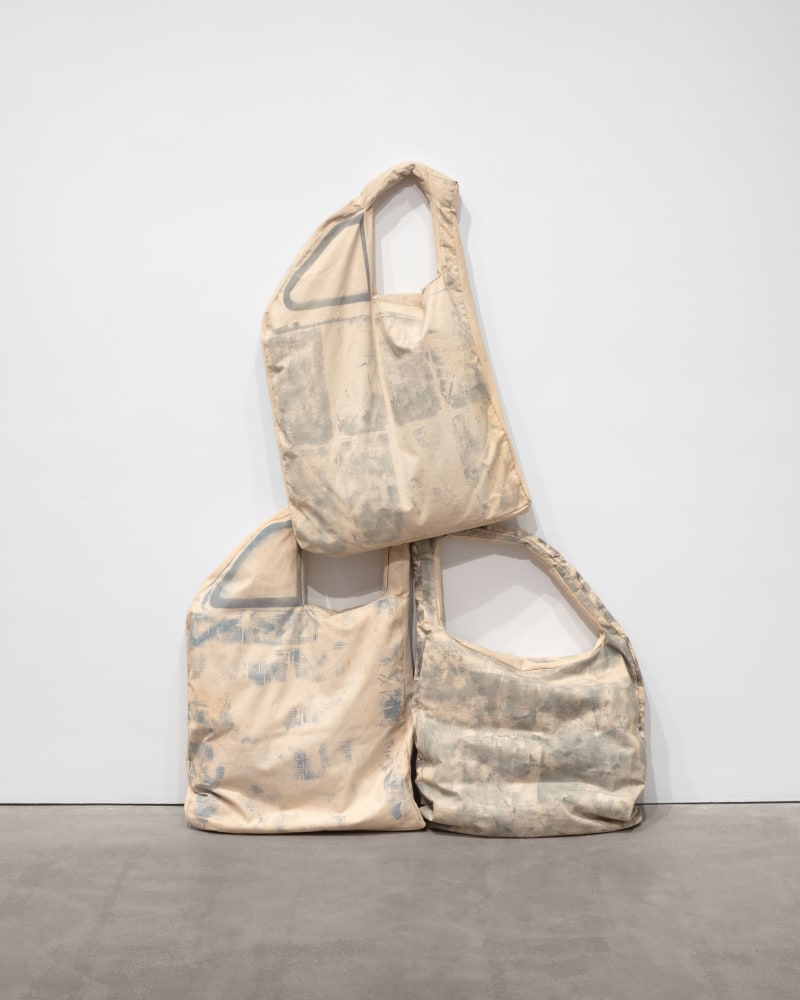 Claes Oldenburg, Soft Doors for Airflow Model #5, 1965, stenciled canvas and kapok three elements each: 40 1/8 x 28 3/8 x 2 3/4 in. (101.9 x 72.1 x 7 cm)