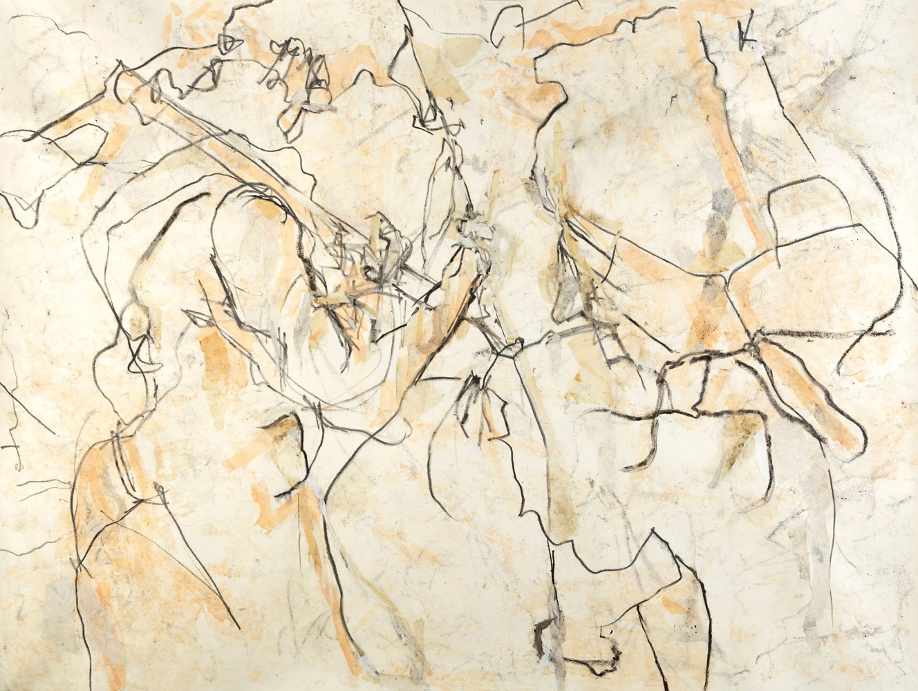 Beatrice Caracciolo Sradicare un Albero, 2013 pigment, water soluble chalk, graphite, gouache on Saunders Waterford Paper on canvas 58 x 76 1/2 in. (147.3 x 194.3 cm)