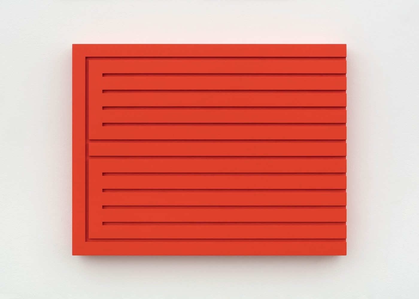 Donald Judd Wood Block (16R), 1989 cadmium red on sugar pine wood 16 x 20 3/4 x 2 in. (40 x 51.88 x 5 cm)