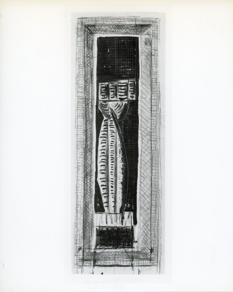 Michael Hurson &quot;Study for a Column&quot; 1983 Lithograph with conte crayon on paper 32 1/2&quot; x 11 1/2&quot;