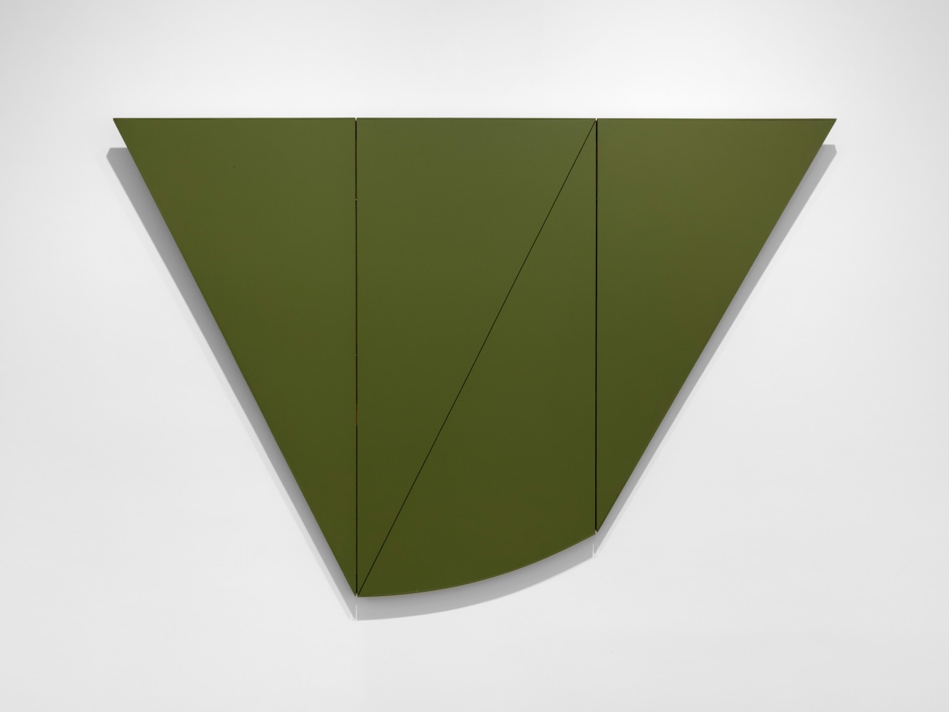 Robert Mangold V Series Central Diagonal 1 (Green), 1968 acrylic on masonite 48 x 72 in. (121.9 x 182.9 cm) signed, dated and titled on verso: "R. Mangold, 1968, V Series Central Diagonal I"