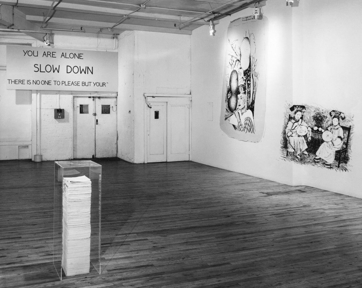 Installation view, Jonathan Borofsky, Paula Cooper Gallery, 155 Wooster Street, New York, October 5 - 30 1976. © Jonathan Borofsky. Courtesy Paula Cooper Gallery, New York. Photo: Geoffrey Clements.