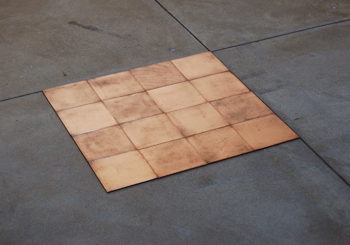 Carl Andre "16 CU SQ" 2007 16 copper plates overall: 3/16 x 24 x 24 in.