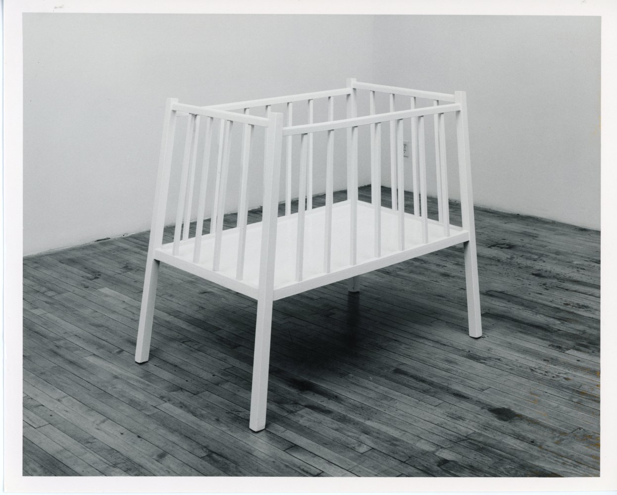 Robert Gober &quot;Pitched Crib&quot; 1987 Enamel paint and wood 38 1/4&quot; x 77&quot; x 52&quot;