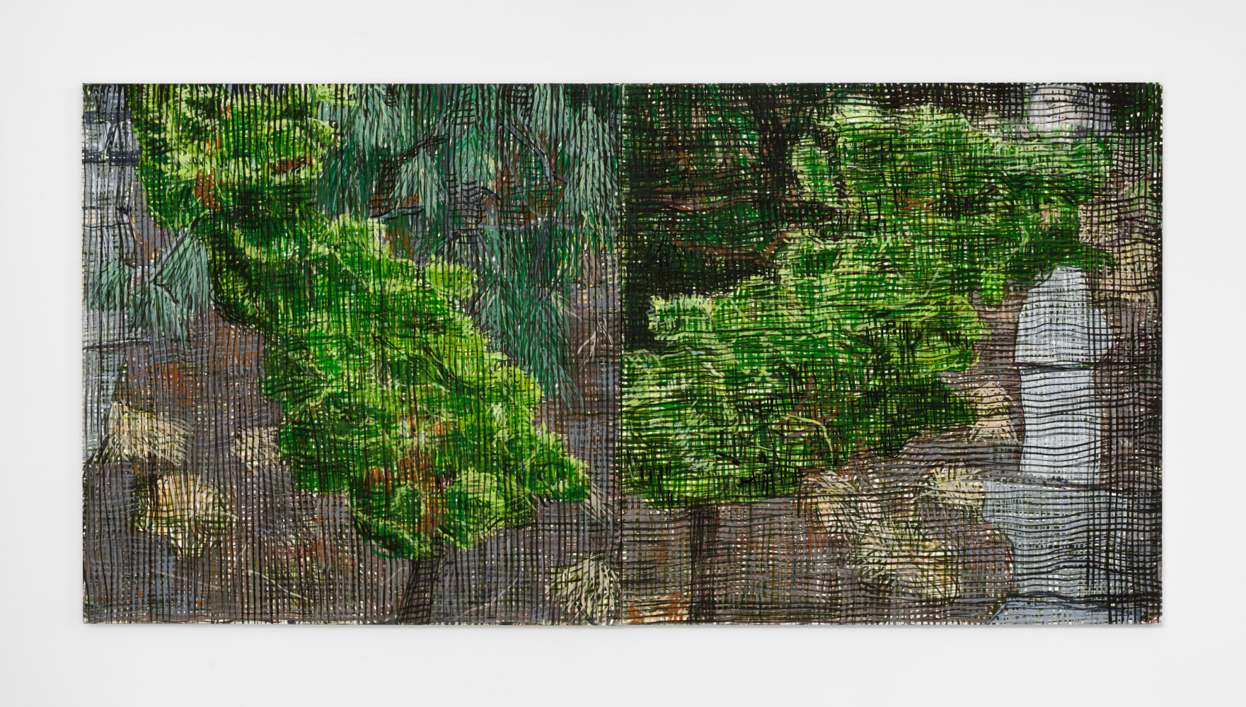 Jennifer Bartlett Hinoki Cypress, 2009-2010 oil on canvas overall: 36 x 72 in. (91.4 x 182.9 cm) each: 36 x 36 in. (91.4 x 91.4 cm)