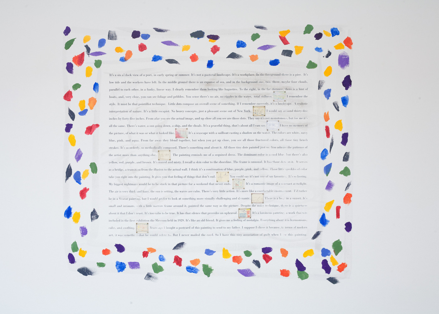 Sophie Calle "Ghosts (Seurat)" 1991 Paint, silkscreen ink and color laser prints 40 1/2 x 47 1/4 in.