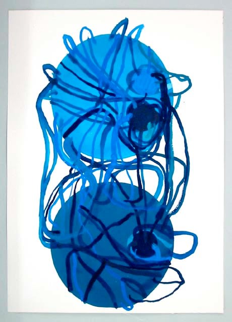 Atsuko Tanaka "Untitled" 2004 Gouache on paper 21 x 15 in.