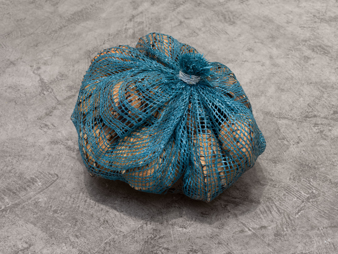 Veronica Ryan, Cluster, 2018-2019 dried orange skins, thread, plastic net, elastic