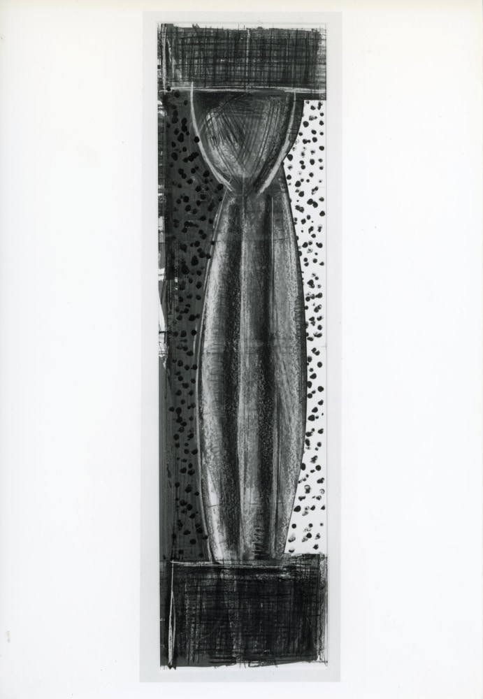 Michael Hurson &quot;Study for Column&quot; 1983 Lithograph with pastel, conte crayon, ink additions on paper 42 x 10 1/2&quot;