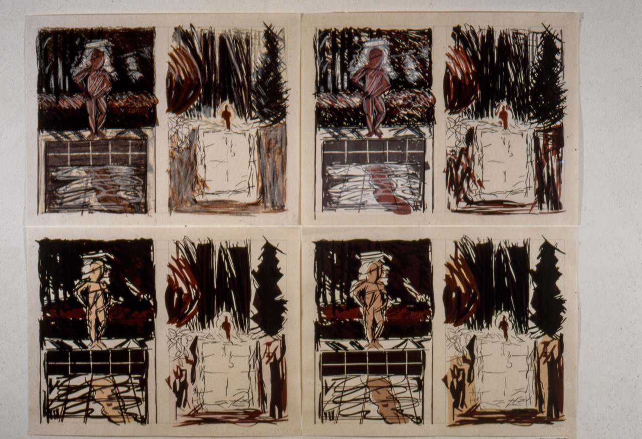 Jennifer Bartlett &quot;In the Garden $40&quot; 1983 20 color woodcut, 34 color silkscreen on 4 sheets Japanese handmade Echizen Hosho paper 23&quot; x 30&quot; each