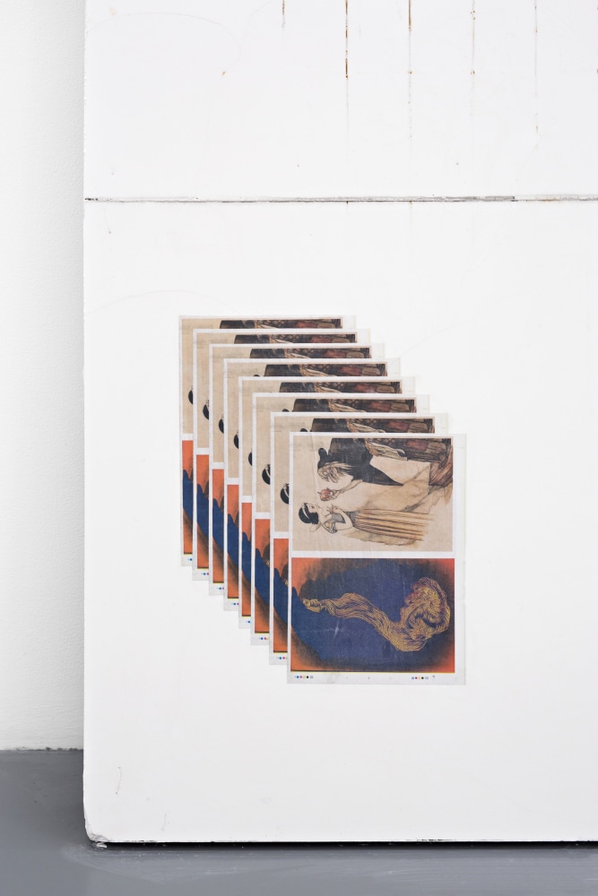 Pallet Screen (Tenggren), (detail), 2016 plastic pallet, synthetic plaster, rebar grid, reinforcing steel, zip ties, newspaper print, Lascaux collage glue, Transparentlack-2 UV 59 x 35 1/2 x 6 3/4 in. (149.9 x 90.2 x 17.1 cm)