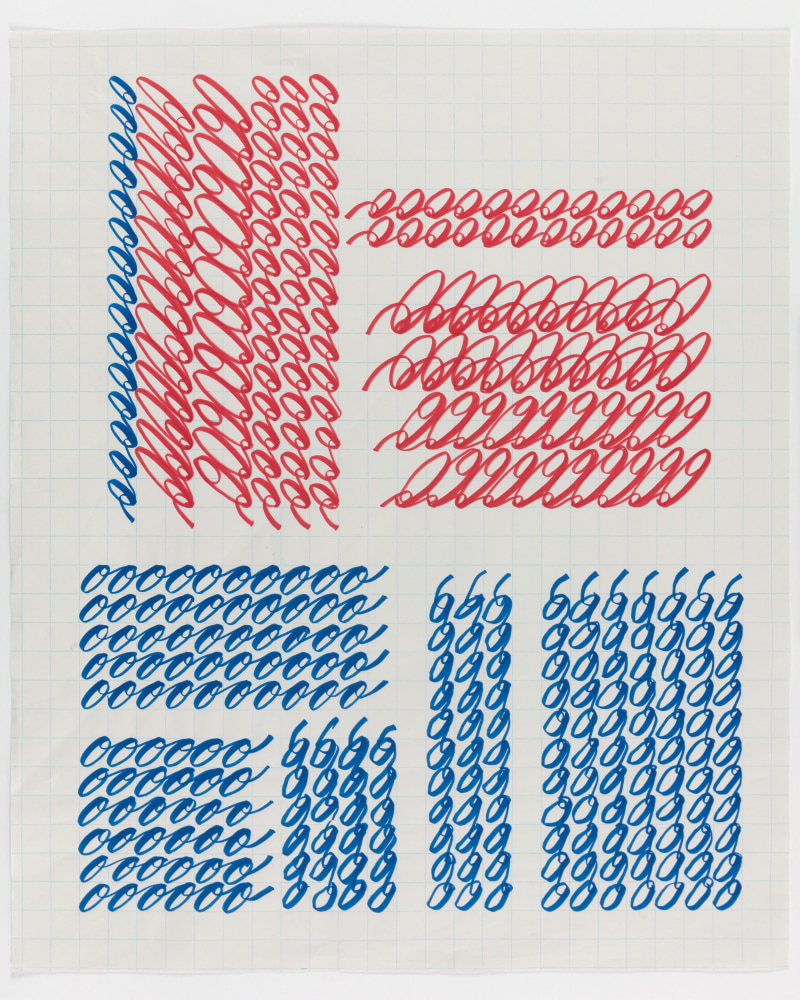Tauba Auerbach Ligature Drawing, 30 June 2016, 2016 ink on paper 32 1/2 x 27 in. (82.6 x 68.6 cm)