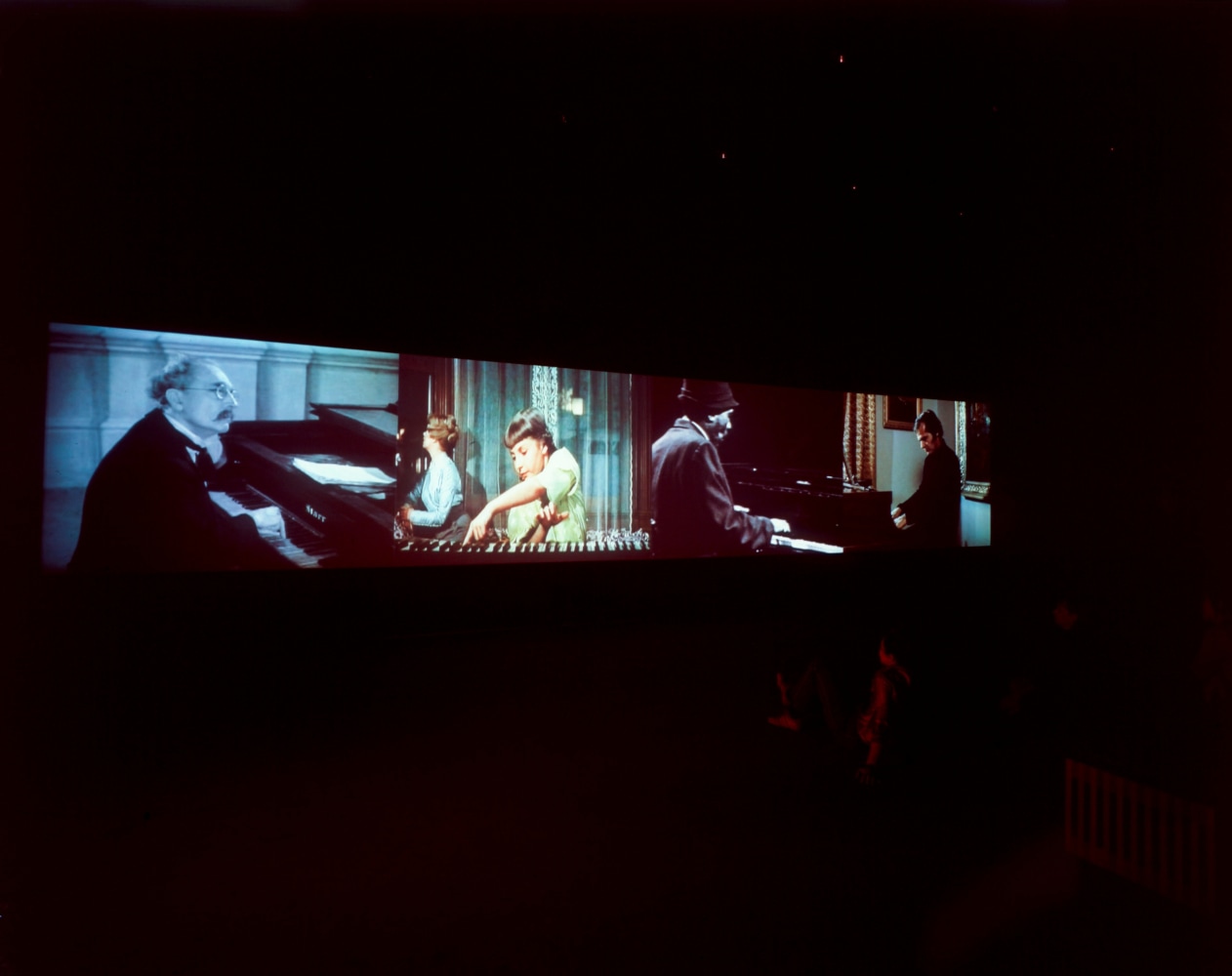 Installation view, Video Quartet, Paula Cooper Gallery, 521 W 21st Street, New York. December 12, 2002 - January 31, 2003. © Christian Marclay. Courtesy Paula Cooper Gallery, New York.