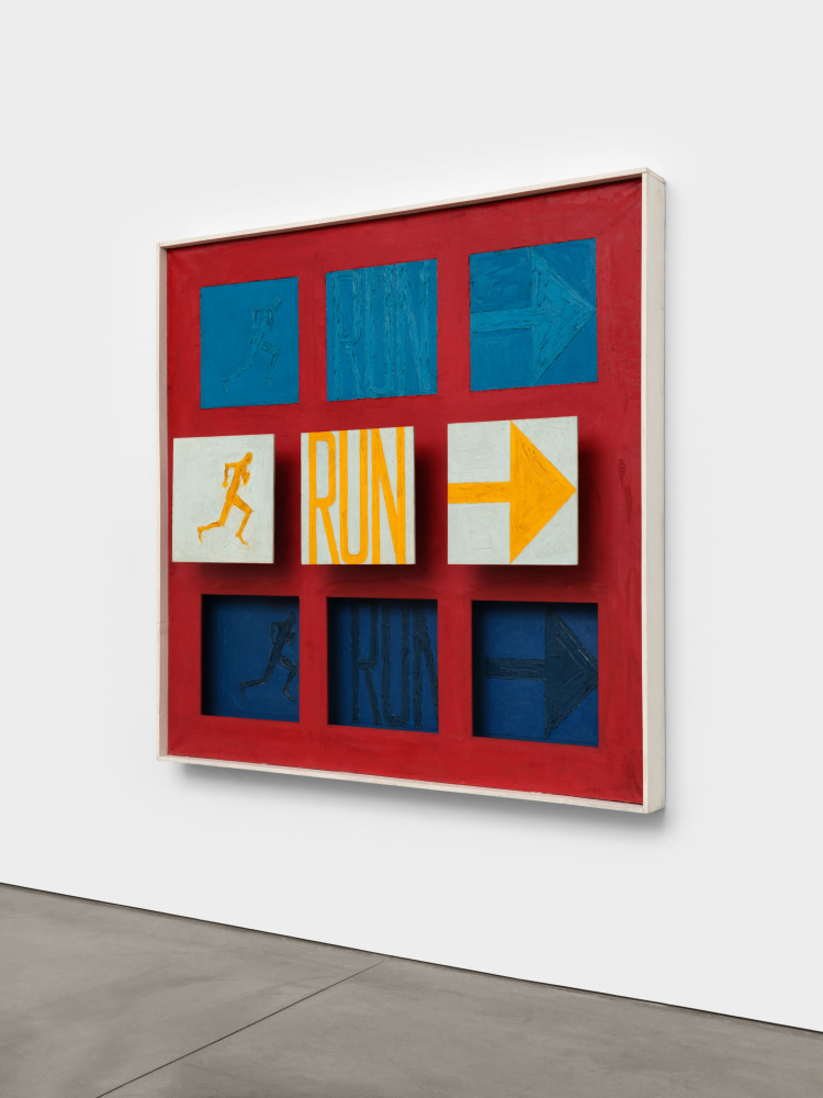 Sol LeWitt Run I, 1962 oil on canvas, painted wood 63 1/2 x 63 1/2 x 3 1/2 in. (161.3 x 161.3 x 8.9 cm)