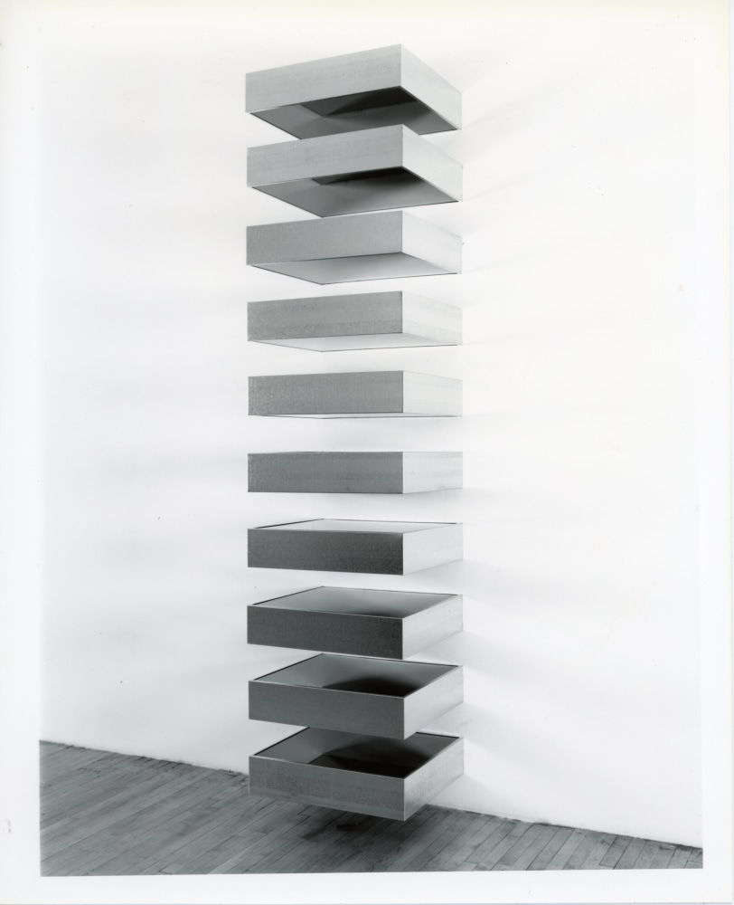 Donald Judd &quot;Untitled&quot; 1989 Galvanized iron, lighttest, light gray plexiglass 114&quot; x 27&quot; x 24&quot; overall