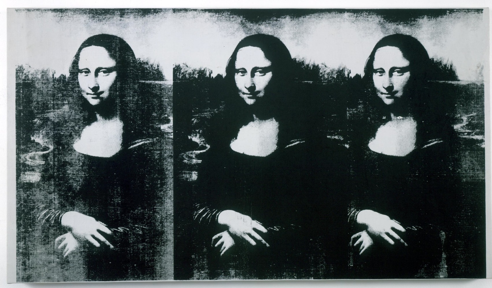 Andy Warhol Mona Lisa, 1963 silkscreen ink on linen 22 1/4 x 39 1/2 inches (56.5 x 100.3 cm)