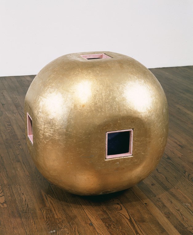 Jackie Winsor "Gold Piece" 1987 Concrete, pigment, gold leaf 32 x 32 x 32 in.