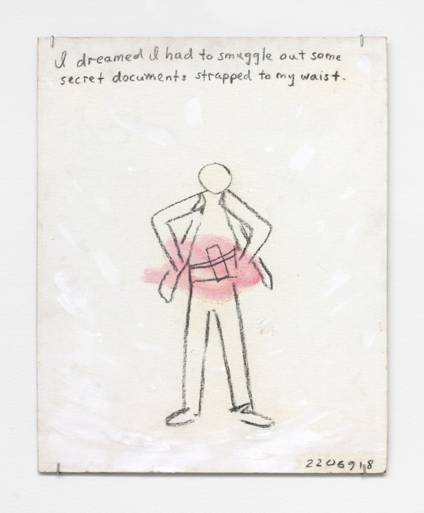 Jonathan Borofsky I dreamed I had to smuggle out some secret documents...2,206,918, 1973 oil on canvas board 19 7/8 x 16 in. (50.5 x 40.6 cm)