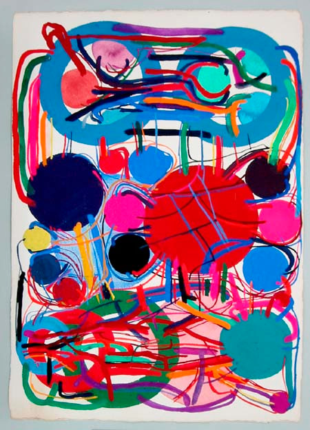 Atsuko Tanaka "Untitled" 1980 Gouache on paper 31 1/8 x 22 in.