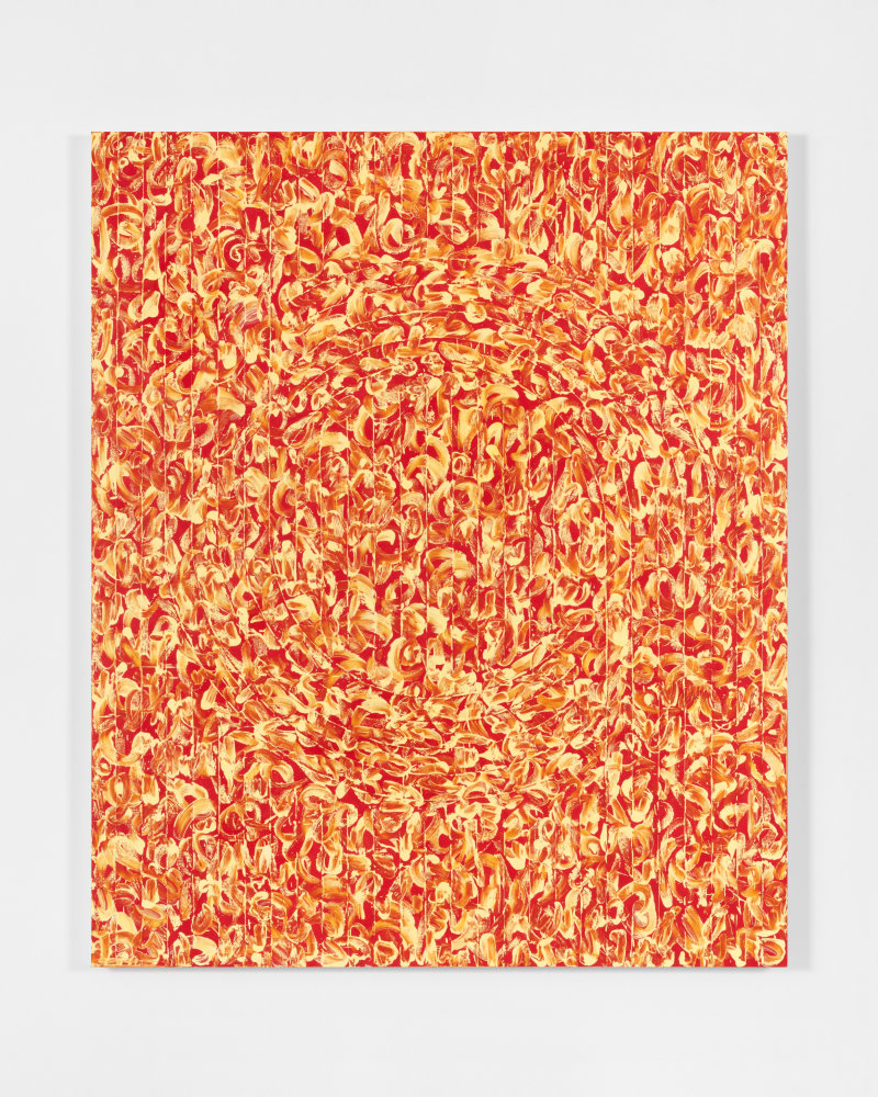 Julian Lethbridge Roundel, 2020-2021 oil and pigment stick on linen 96 x 80 in. (243.8 x 203.2 cm)