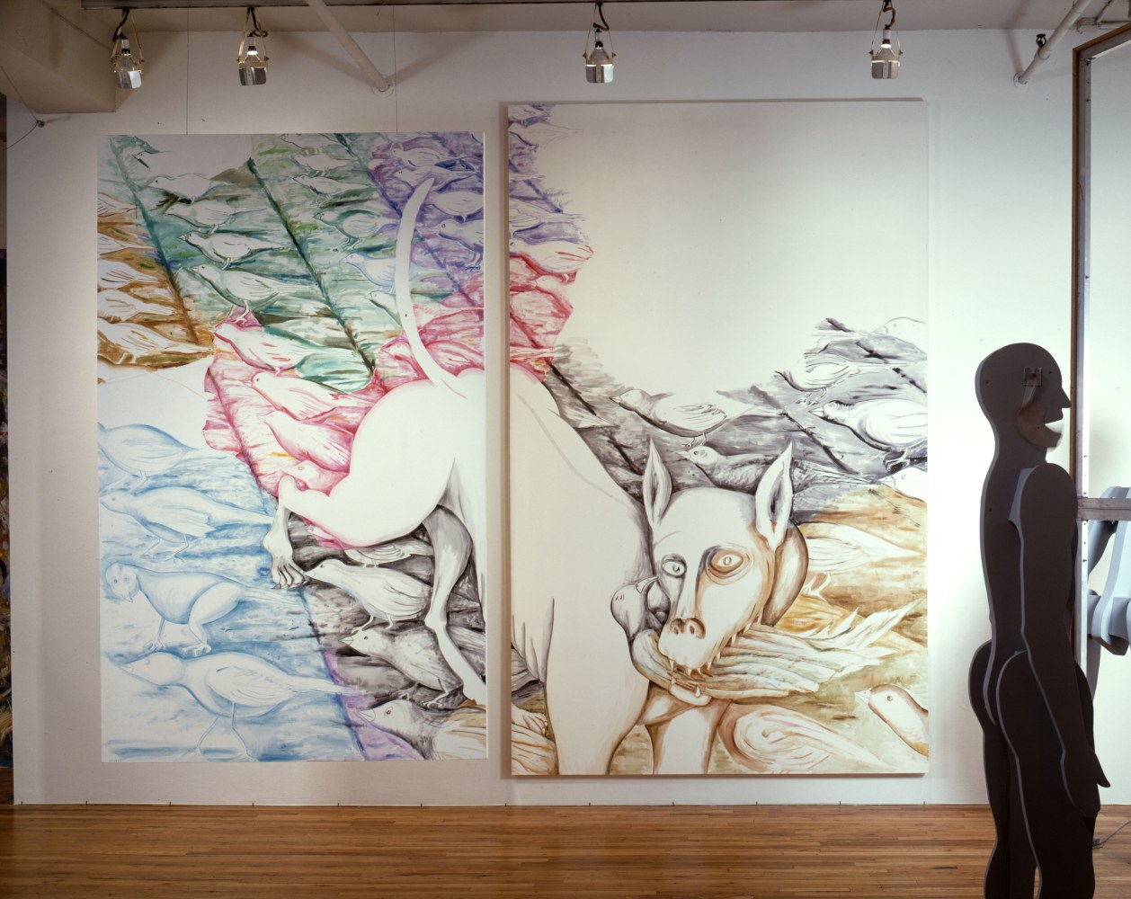 Installation view, Jonathan Borofsky, Paula Cooper Gallery, 155 Wooster Street, New York, November 5 - December 3, 1983. © Jonathan Borofsky. Courtesy Paula Cooper Gallery, New York. Photo: Eeva Inkeri.
