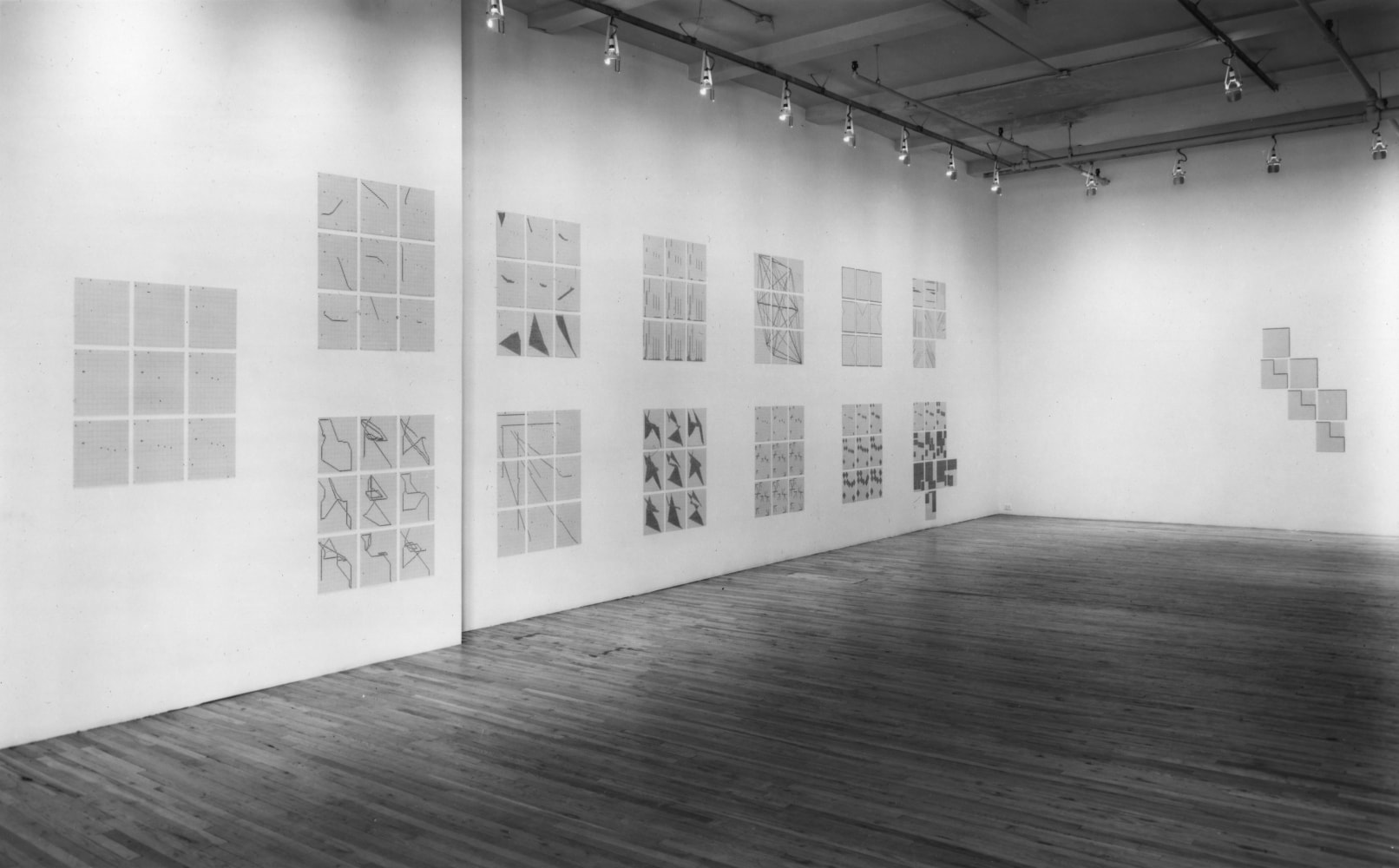 Installation view, Jennifer Bartlett, Paula Cooper Gallery, 155 Wooster Street, New York, March 9 - 30, 1974. © Jennifer Bartlett. Courtesy Paula Cooper Gallery, New York, Marianne Boesky Gallery, New York, and The Jennifer Bartlett 2013 Trust. Photo: Geoffrey Clements.