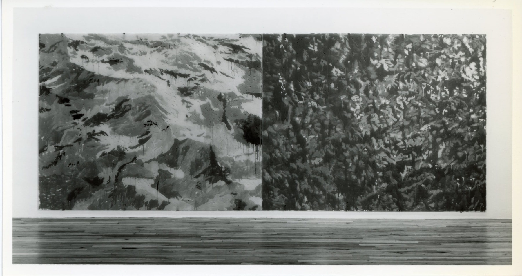 Jennifer Bartlett &quot;To the Island&quot; 1982 Testors enamel on glass 2 Sections, 66&quot; x 84&quot; each, 66&quot; x 168&quot; overall