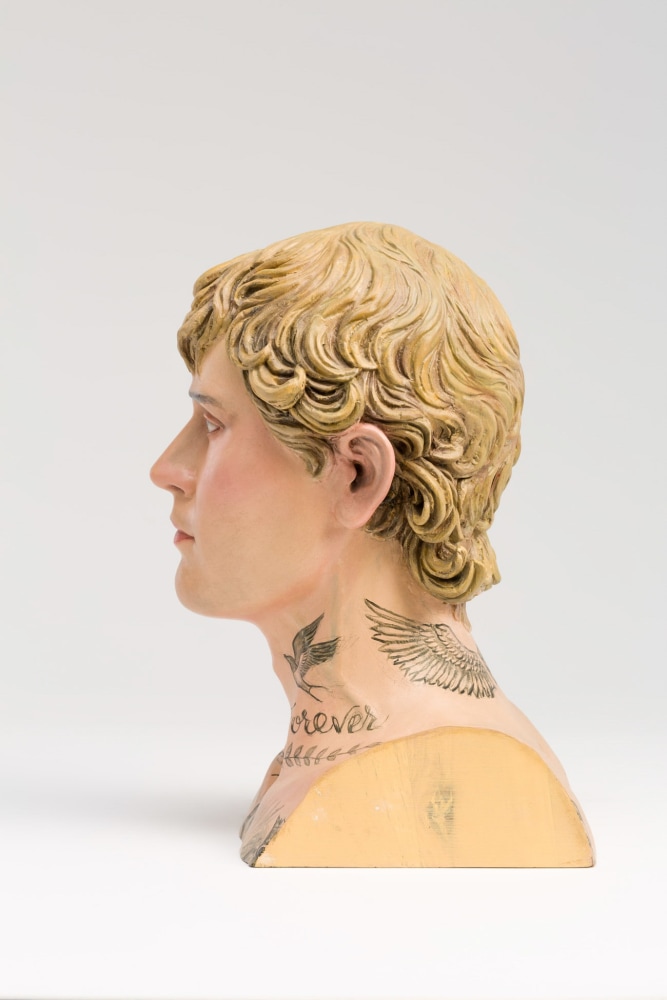 Paul Pfeiffer Incarnator (Pampanga), Head, 2024 Gmelina wood, paint 16 1/4 x 8 1/8 x 8 3/4 in. (41.3 x 20.6 x 22.2 cm)